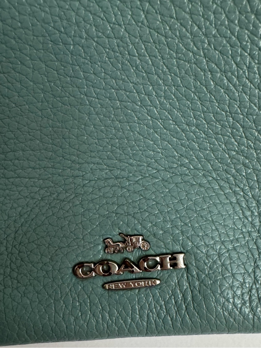 Coach Pebbled Leather Shoulder Bag in Teal Green